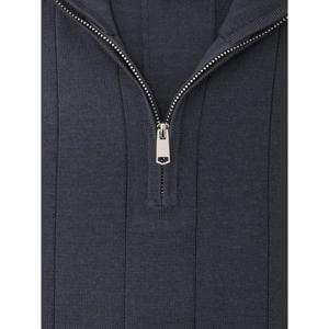 REISS Findlay Merino Wool Wide-Rib Half-Zip Jumper